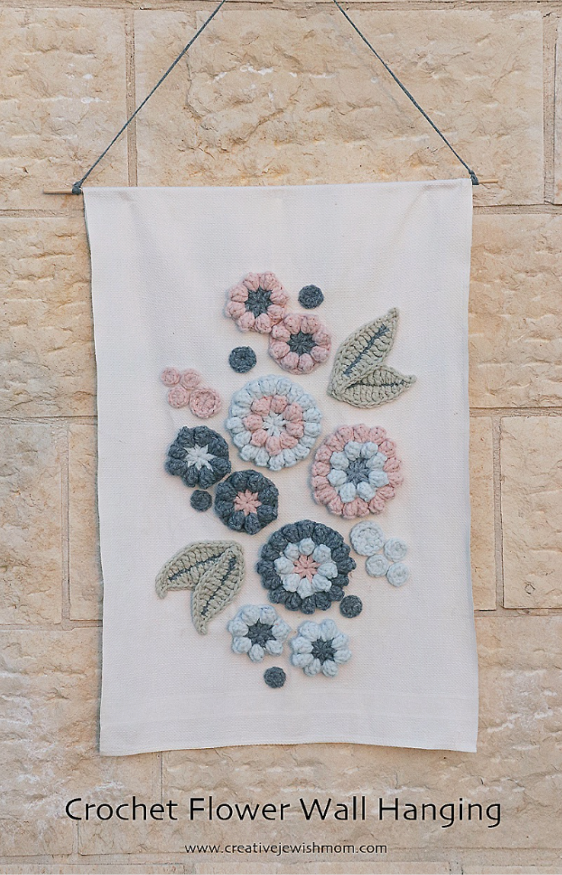 Crocheted Flowers Plus Dishtowel Equals A Great Wall Hanging!