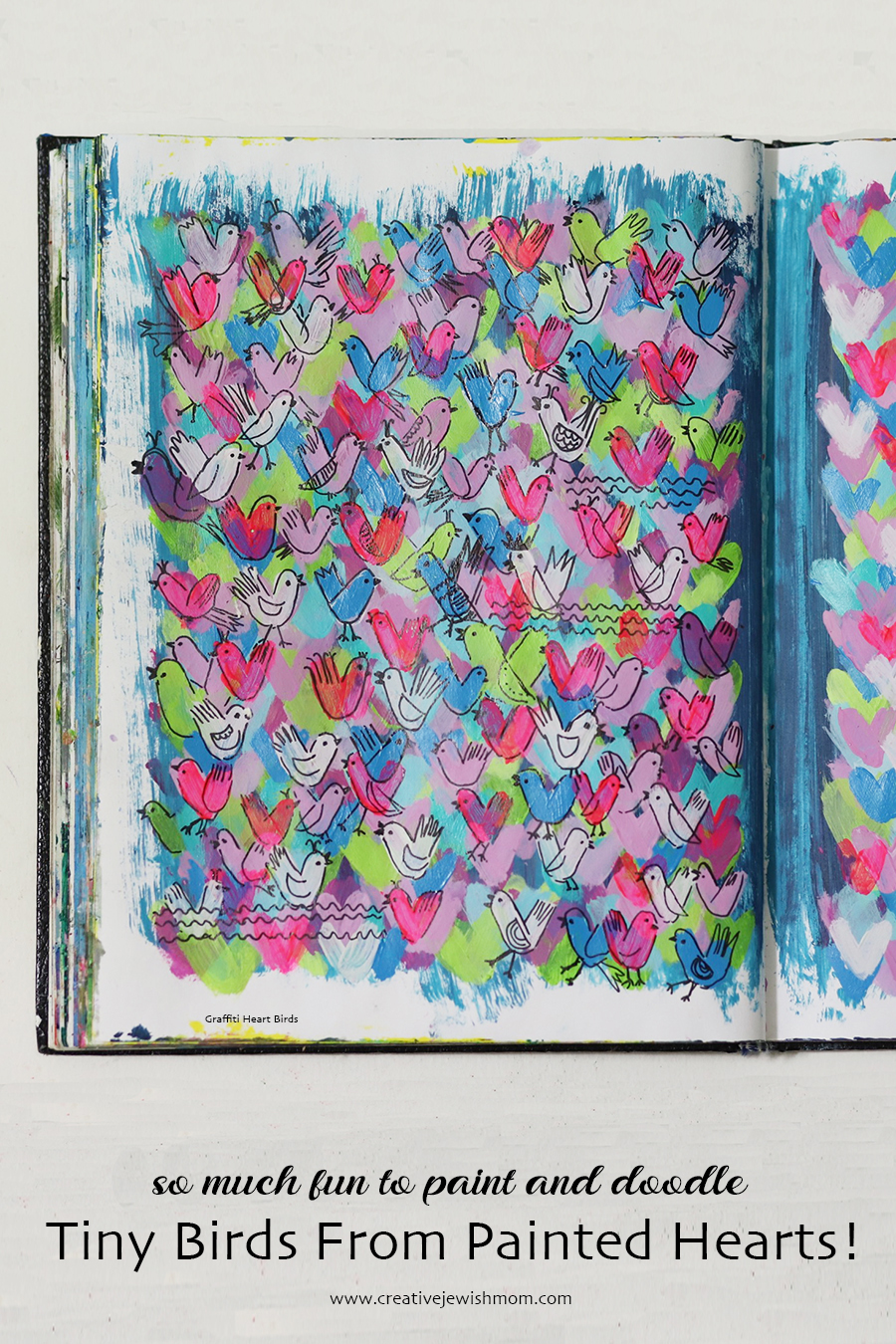 Paint And Doodle Heart Birds!