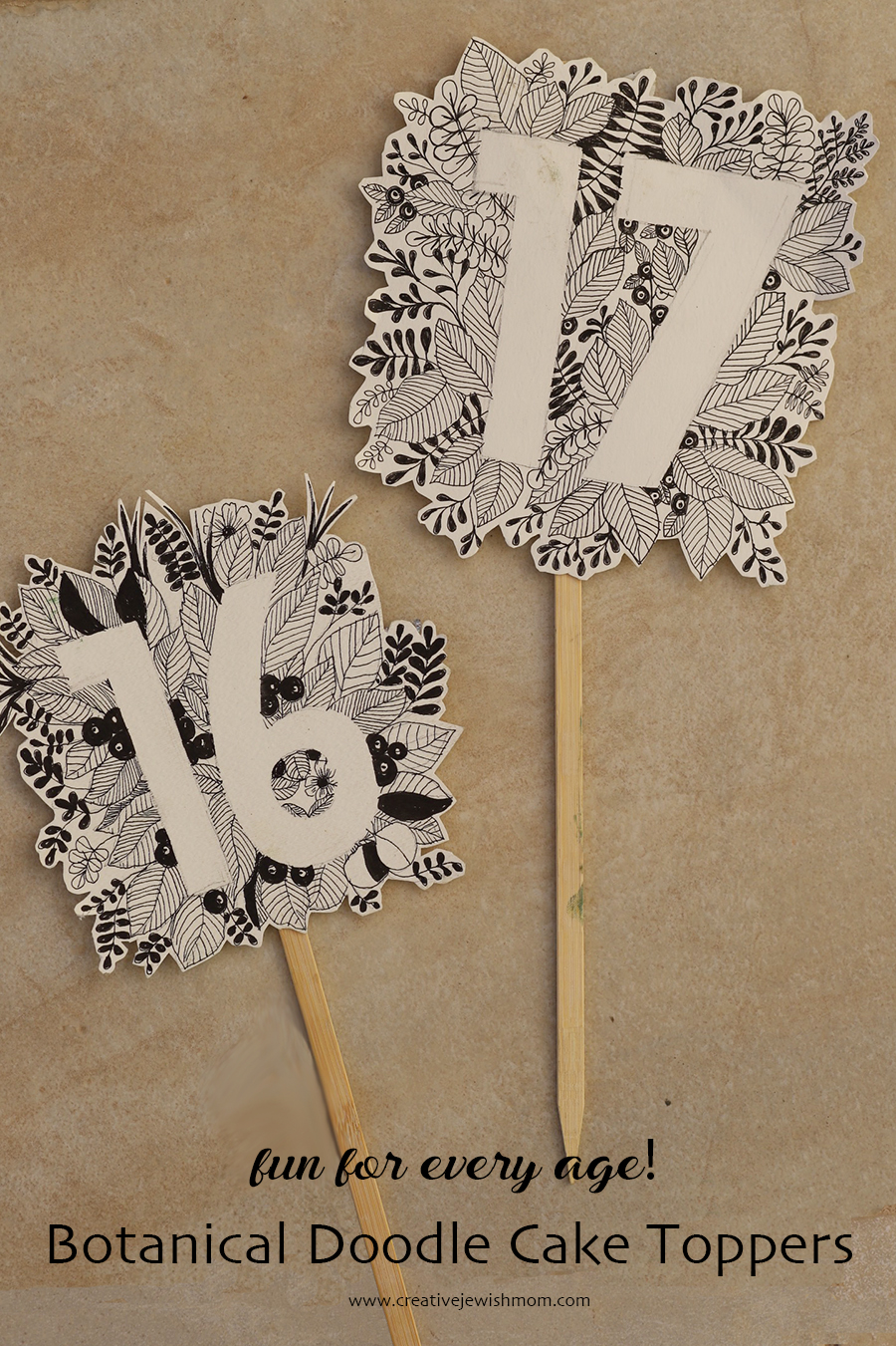 DIY Botanical Doodle Cake Toppers For Birthdays And Anniversaries!