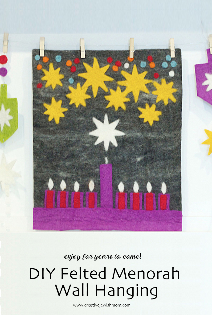 DIY Felted Wool Chanukah Wall Hanging