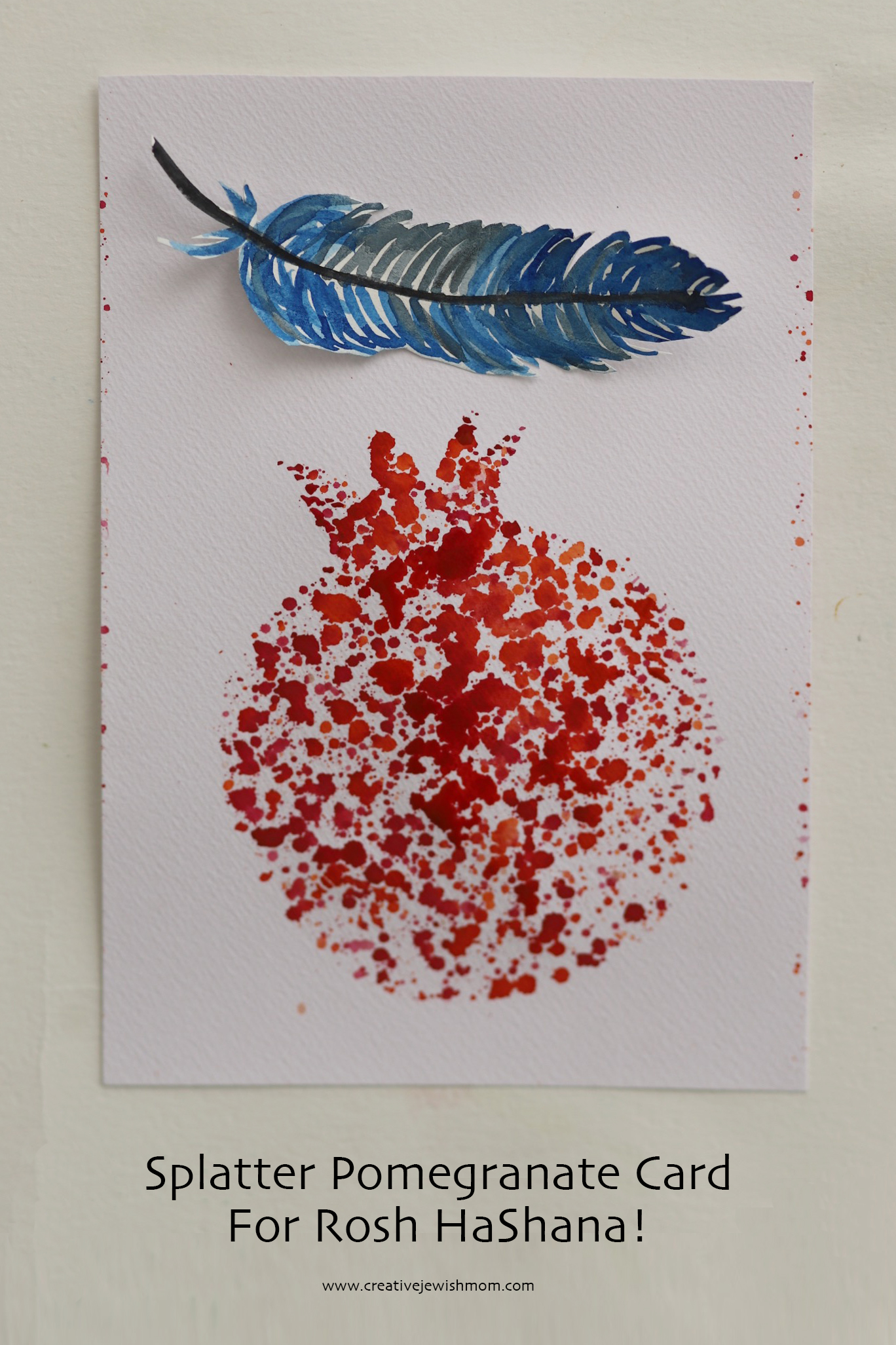 Splatter Pomegranate Last Minute Rosh HaShana Card