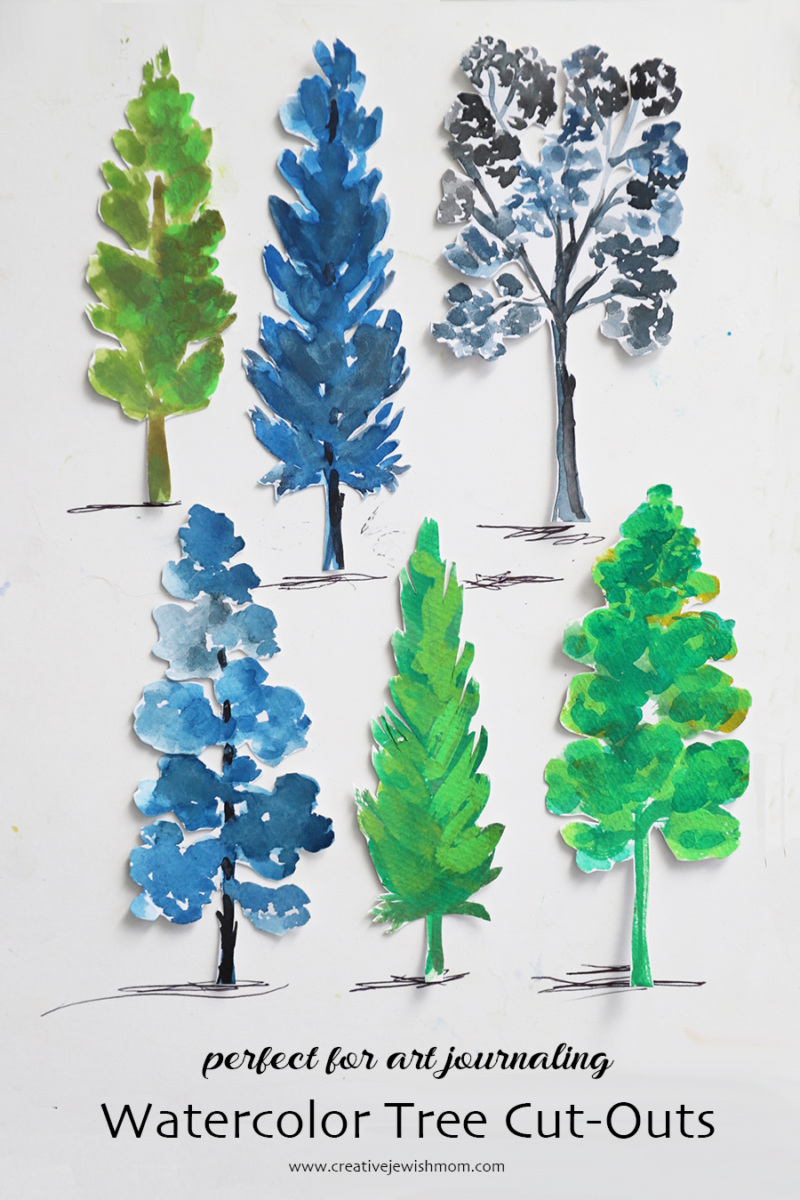 Watercolor Trees Cut-Outs For Crafting And Collage
