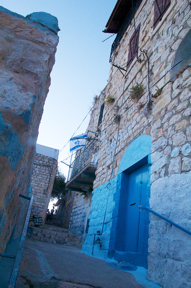 Blue Doors And Cobblestones In Northern Israel