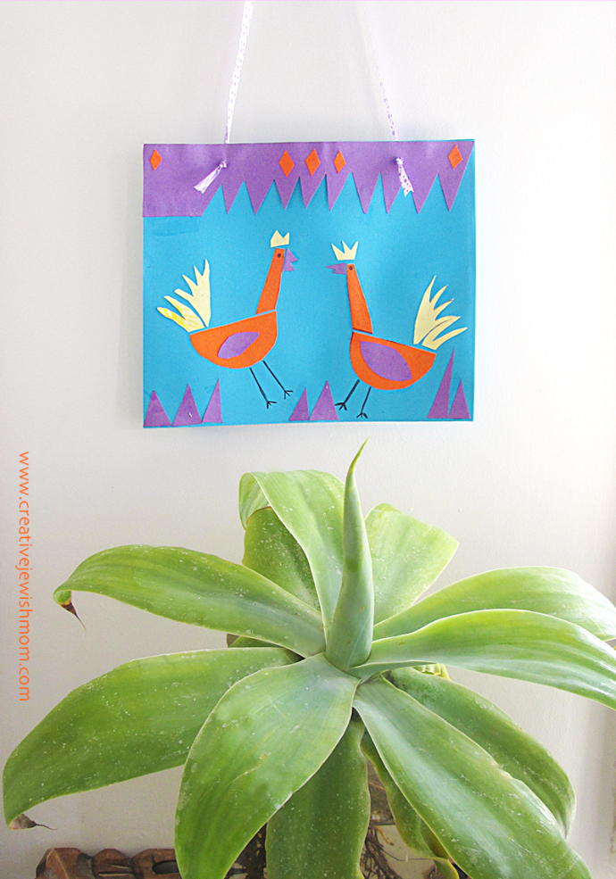 Cut Paper Rooster Craft For Yom Kippur!