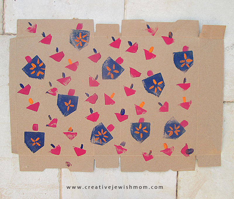 Stamped And Stencilled Cereal Boxes Make Great Hanukkah Gift Packaging!