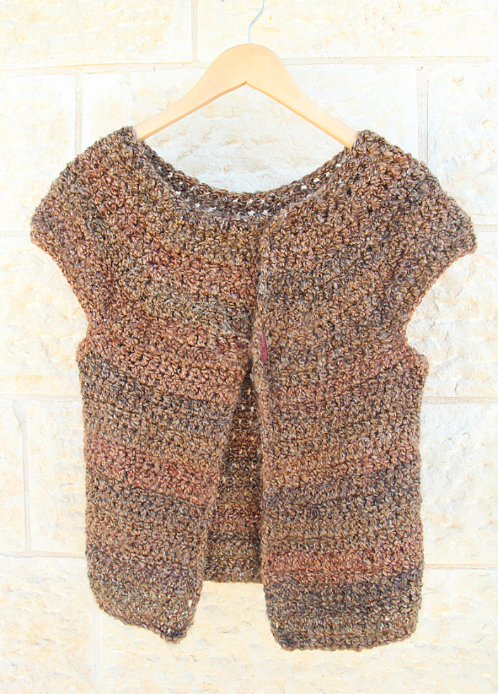 Simple Crocheted Cap-sleeved Cardigan For Girls