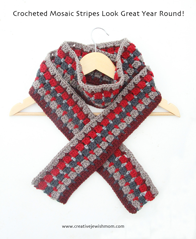 Another Crocheted Mosaic Stripes Scarf, So Simple So Great Looking!