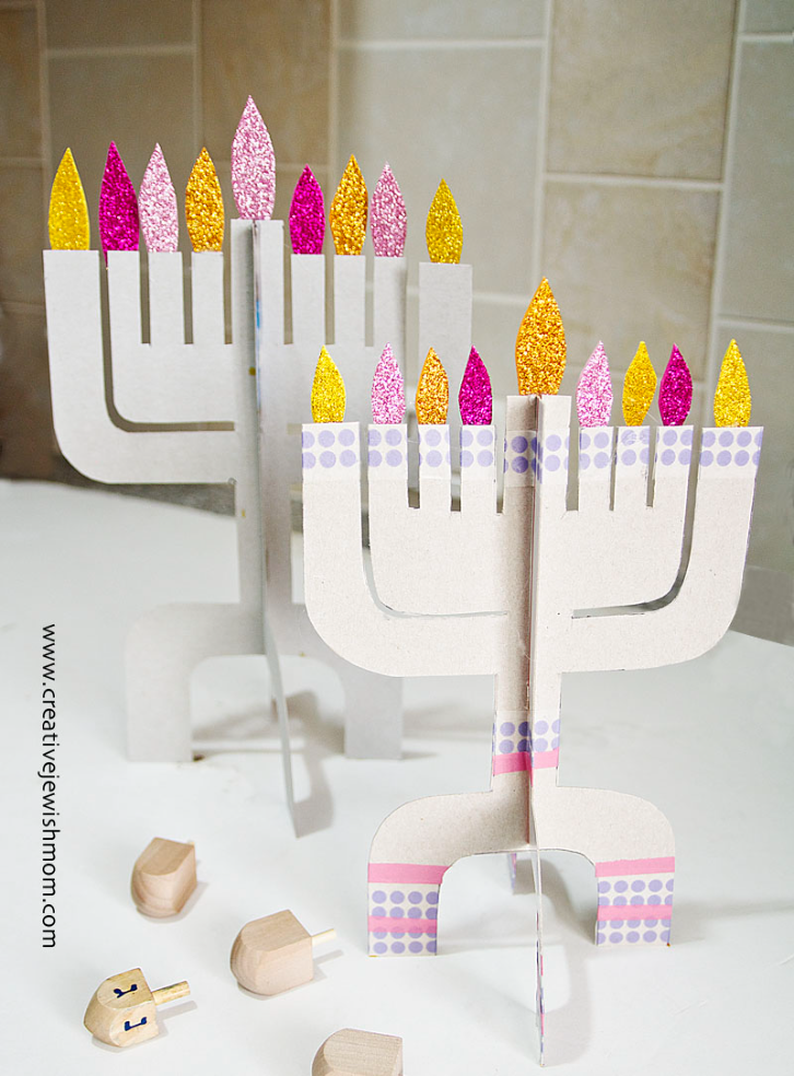 Hanukkah Menorah Craft Using Recycled Cereal Box Cardboard!