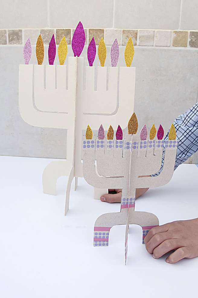 Hanukkah Craft: Adorable Cardboard Menorahs With Washi Tape