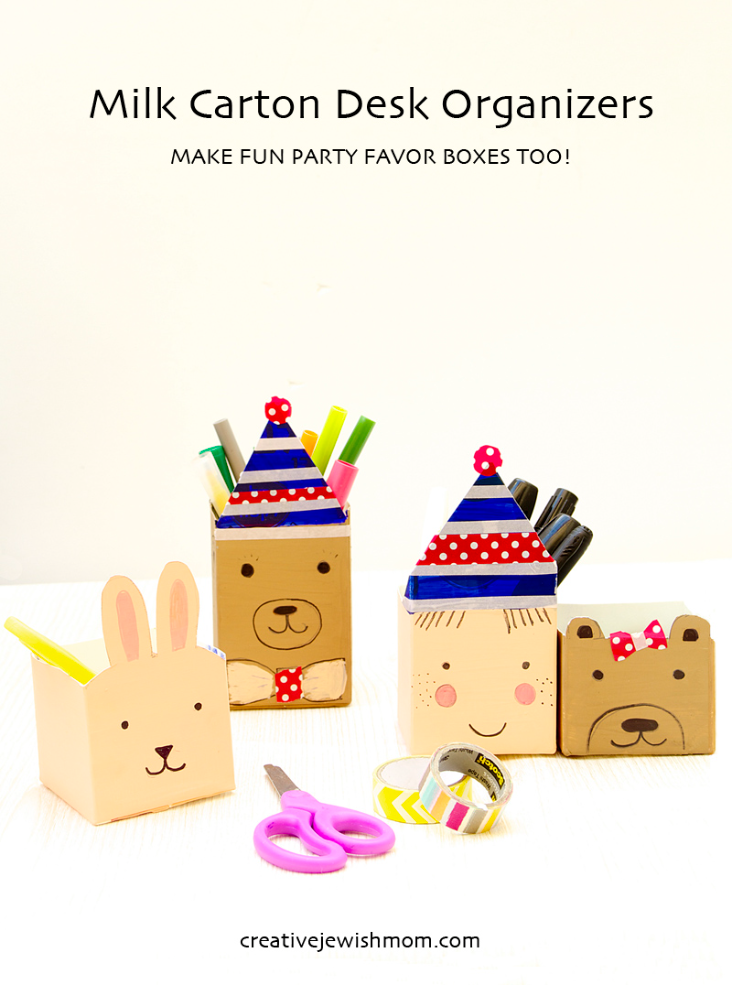 Milk Carton Craft For Kids: Fun Animal Desk Organizers