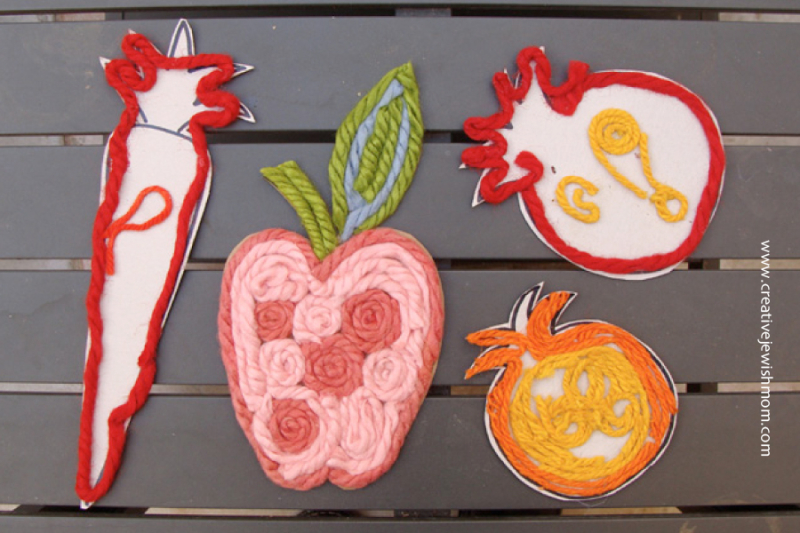 Rosh HaShana Apple, Pomegranite And Carrot Yarn Craft For All Ages