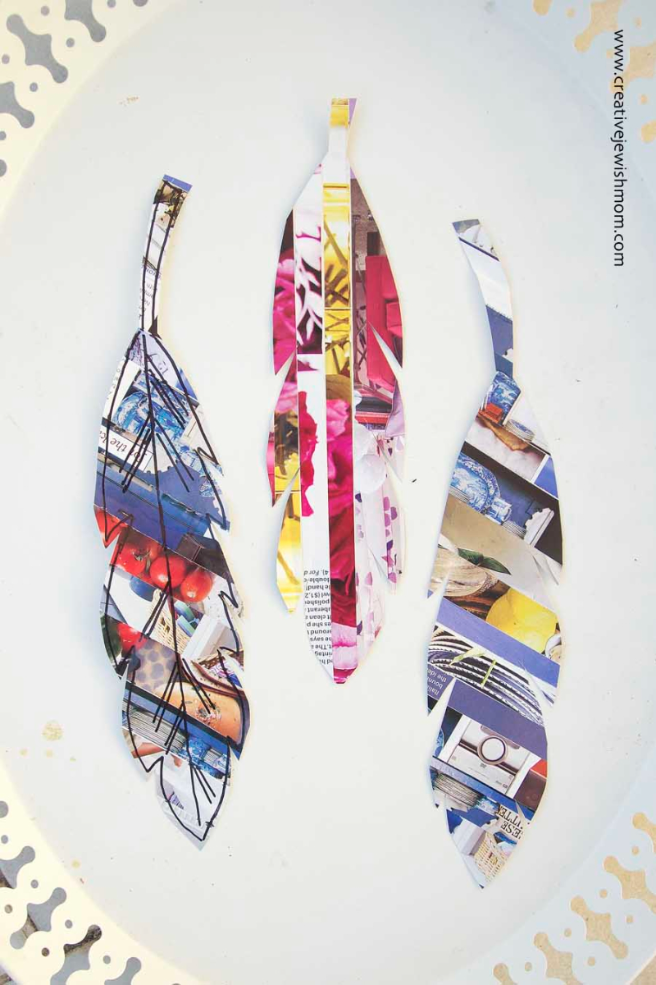 Recycled Magazine Page Feathers