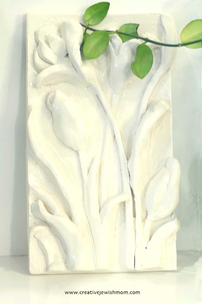 Ceramic Flowers In Relief Wall Plaque