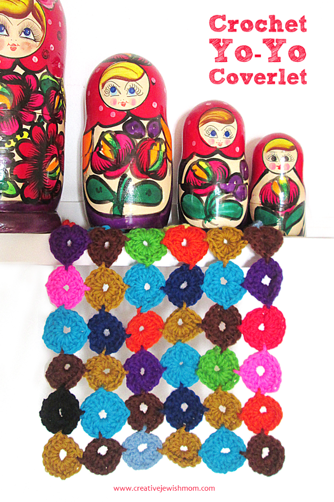 Crochet Yo-Yo Coverlet To Use Up Yarn Scraps!