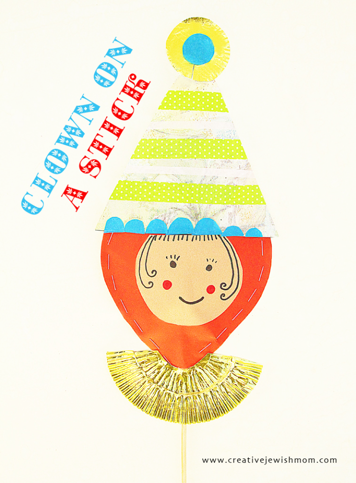 Clown On A Stick Craft, For Purim Or A Circus Themed Birthday Party!