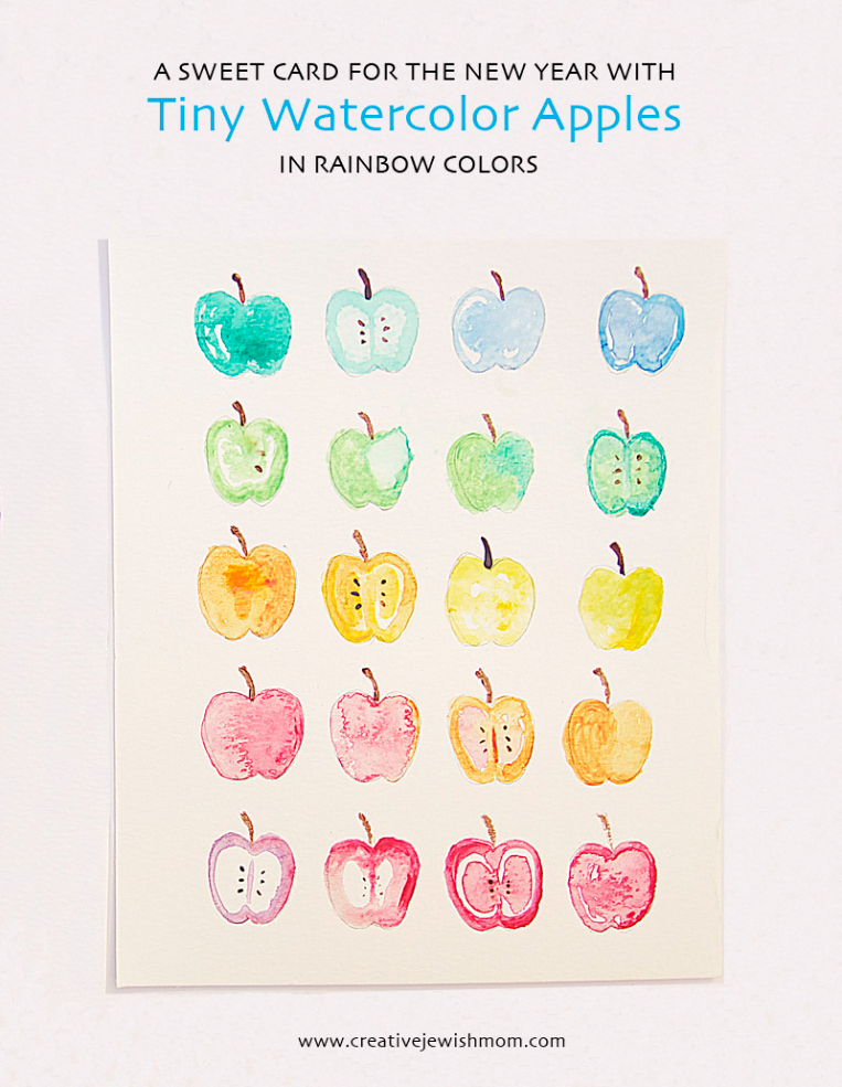 Watercolor Apples In Rainbow Colors For Rosh HaShana Cards!