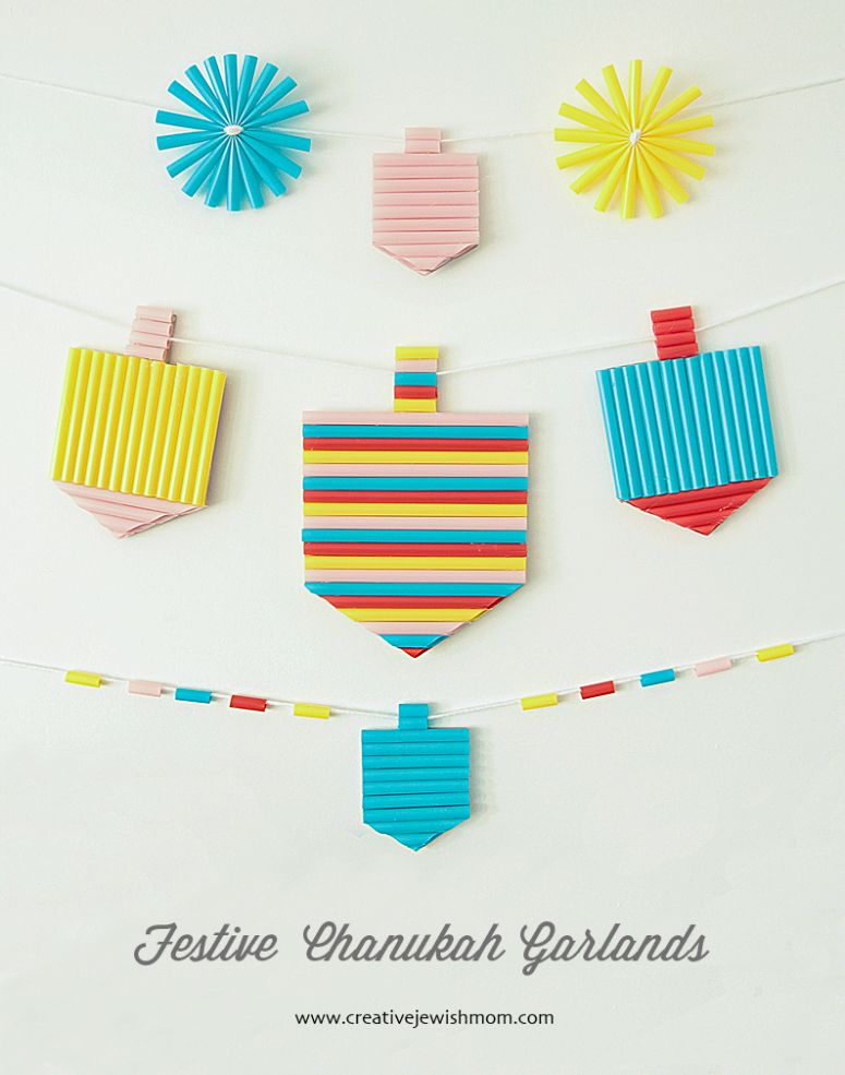 Hanukkah Craft For Kids: Festive Driedel Garlands Using Drinking Straws