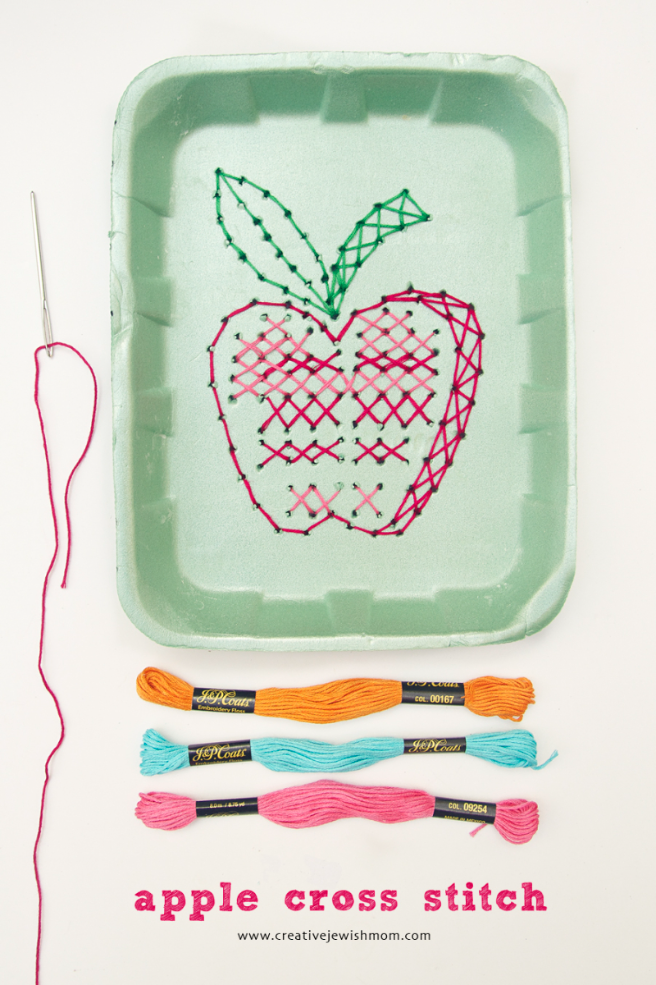 Simple Cross Stitch Apple Recycling Craft
