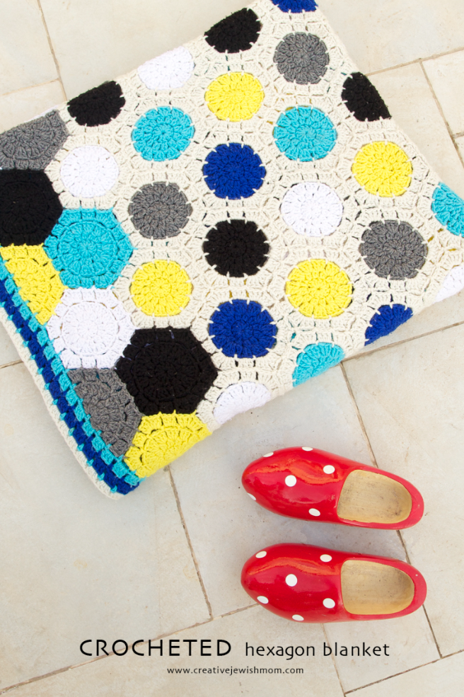 Crocheted Granny Hexagon Join As You Go Blanket
