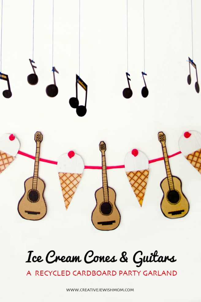 Ice Cream Cones And Guitars Party Garland Using Recycled Cardboard!