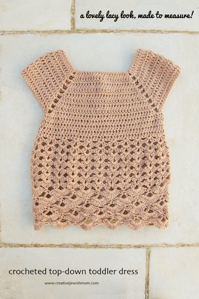 Crocheted Top-Down Toddler Dress With A Lacy Skirt
