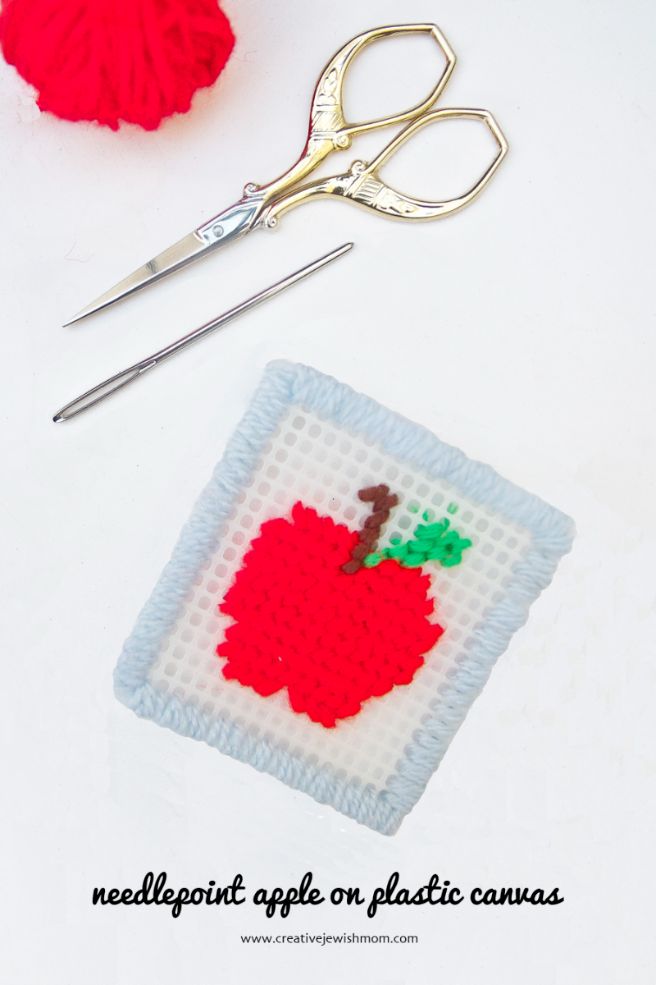 Needlepoint Apple On Plastic Canvas