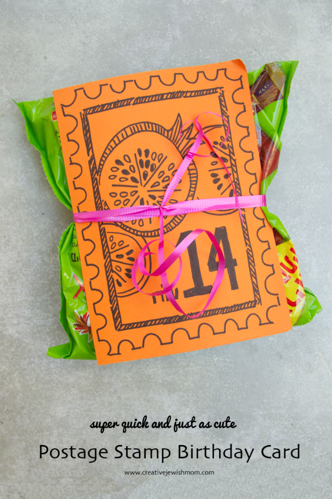 Quick Postage Stamp Themed Birthday Card