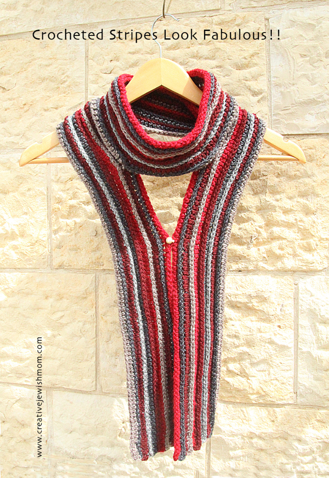 Crocheted Striped And Ribbed Scarf, A Great Transitional Piece!