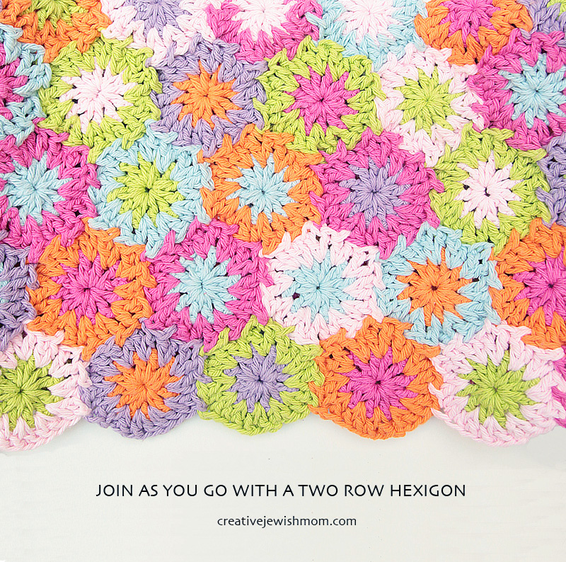 Two Row Crocheted Hexagons That You Join As You Go and Go and Go……