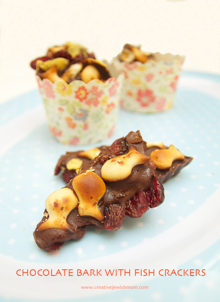 Chocolate Bark With Fish Crackers For A Perfect Rosh HaShana Treat!