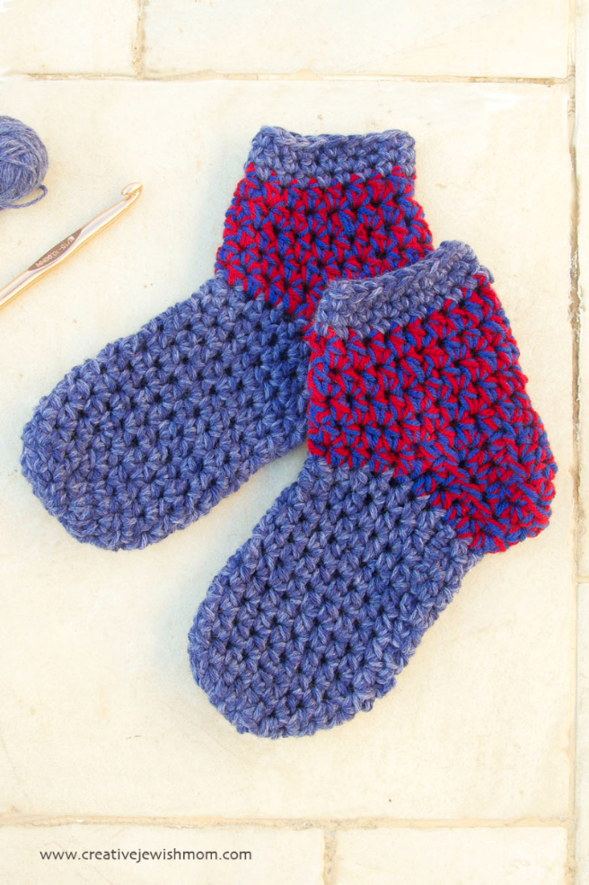 Chunky And Quick Crocheted Slipper Sock Pattern