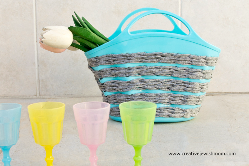 A Fun Crochet Meets Plastic Basket For Spring