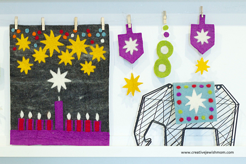 Hanukkah Menorah Wall Hanging Using Wool Felt