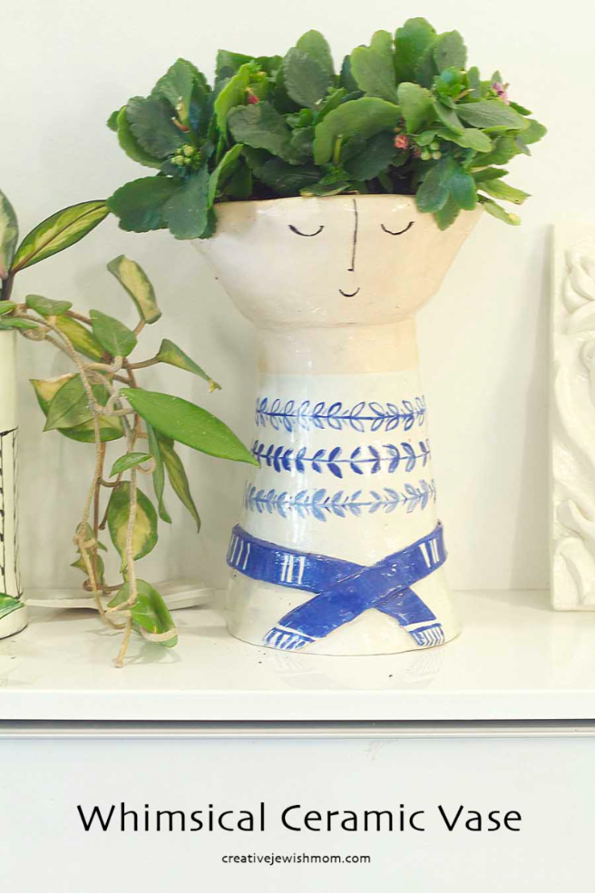Whimsical Ceramic Vase With Face