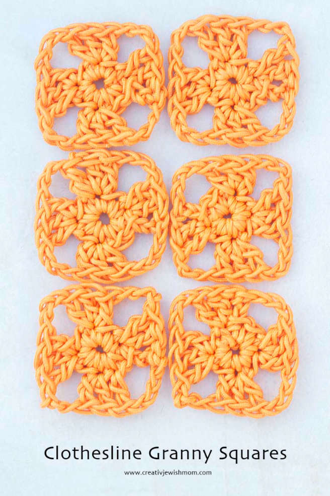 Rope Granny Squares Using Brightly Colored Clothesline