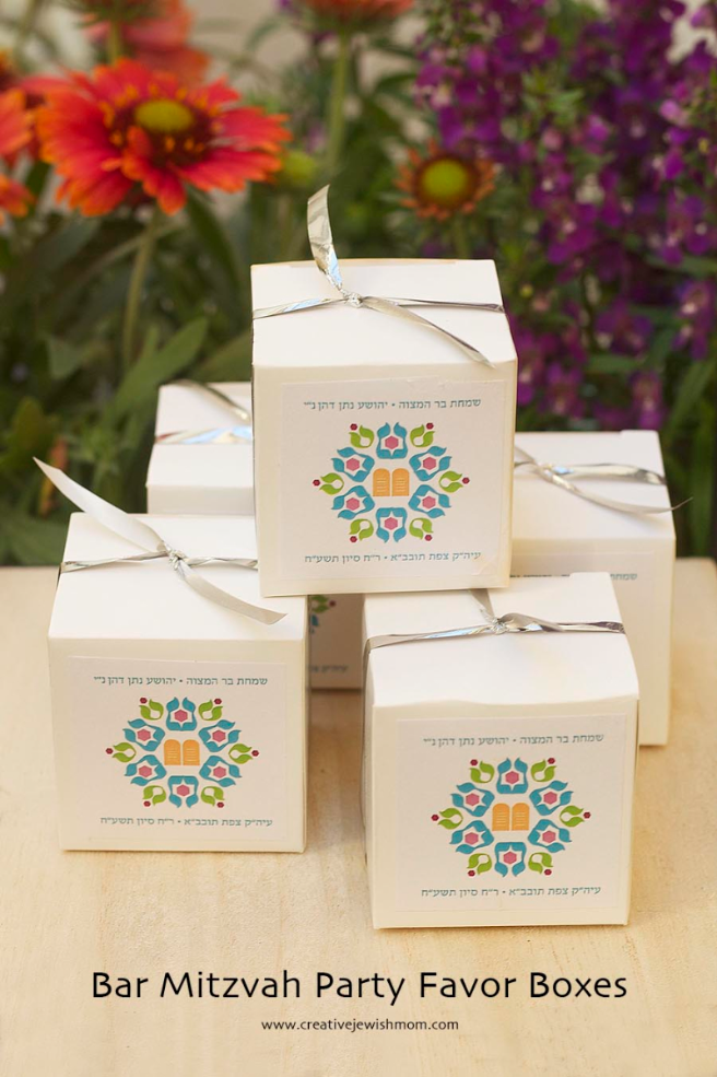 Party Favor Boxes With Custom Hebrew Letter Logo