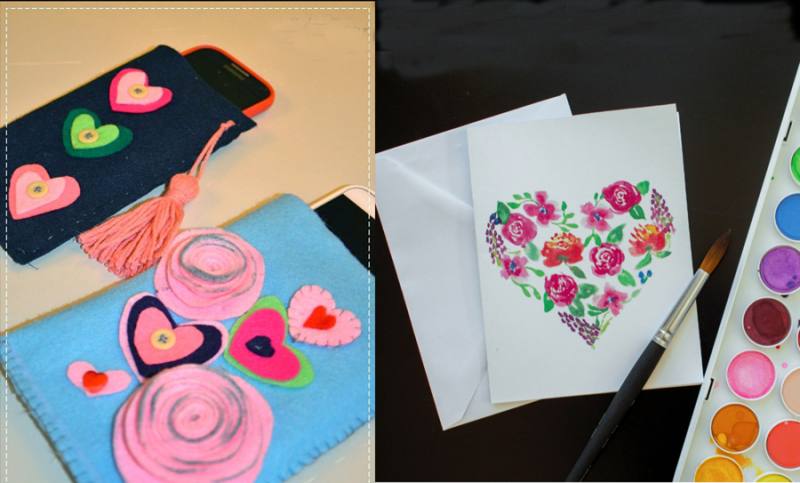 Felt-hearts-phone-case-tutorial-watercolor-flower-heart