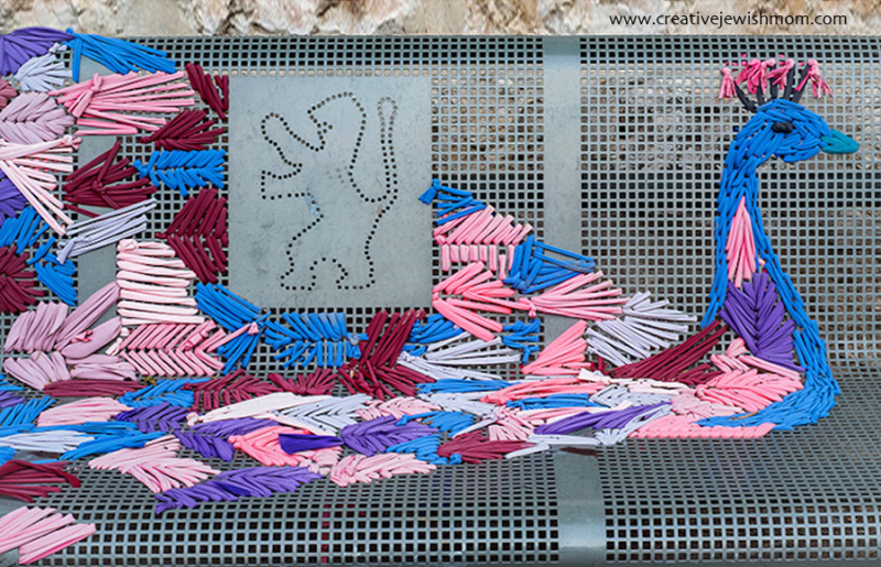 Embroidery With T-Shirt Yarn On Benches In Jerusalem