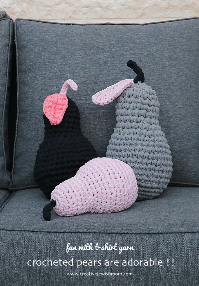 Crocheted T-Shirt Yarn Pears Are So Much Fun!
