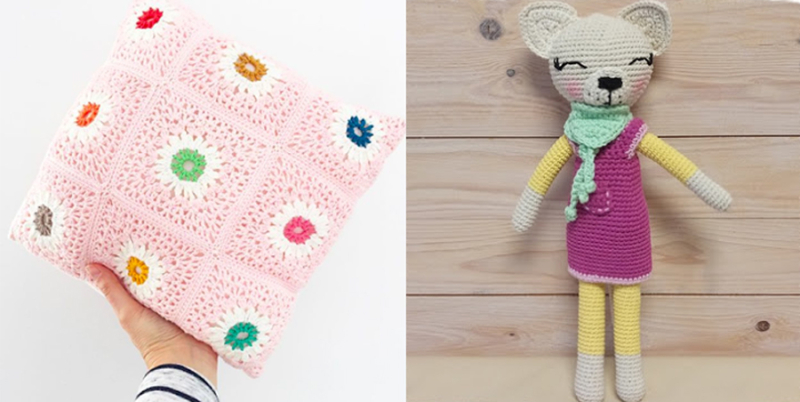 Daisy+flower+pillow crocheted cat doll