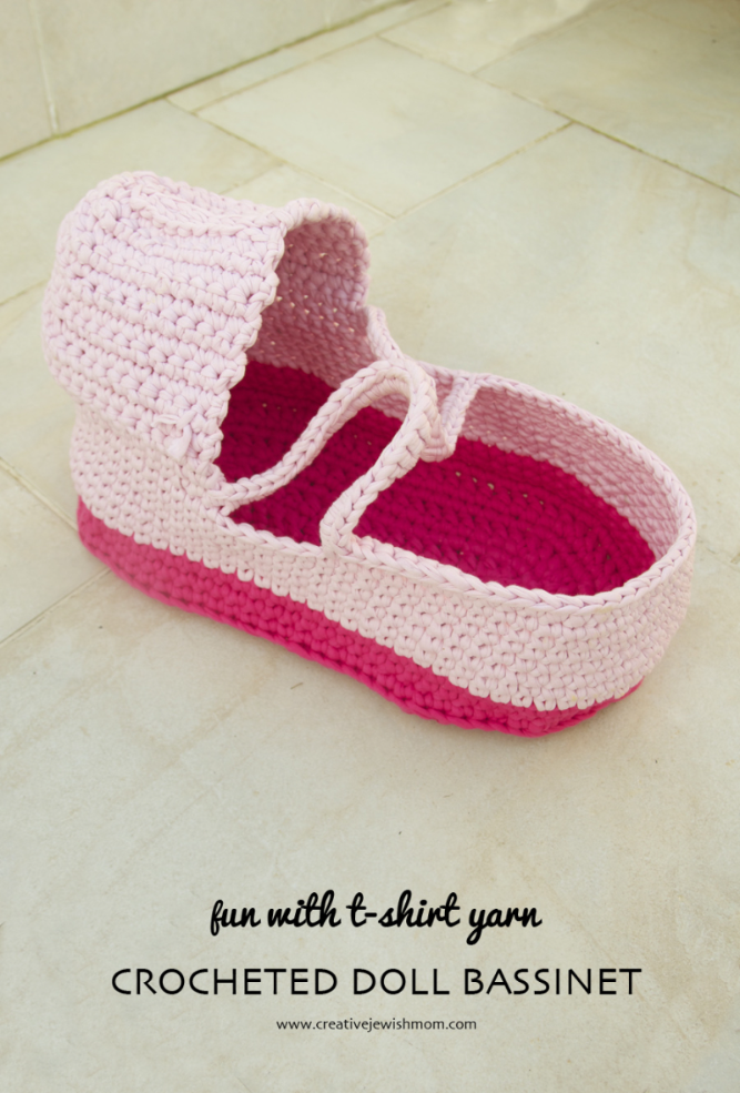 Crocheted Doll Bassinet Using T-Shirt Yarn