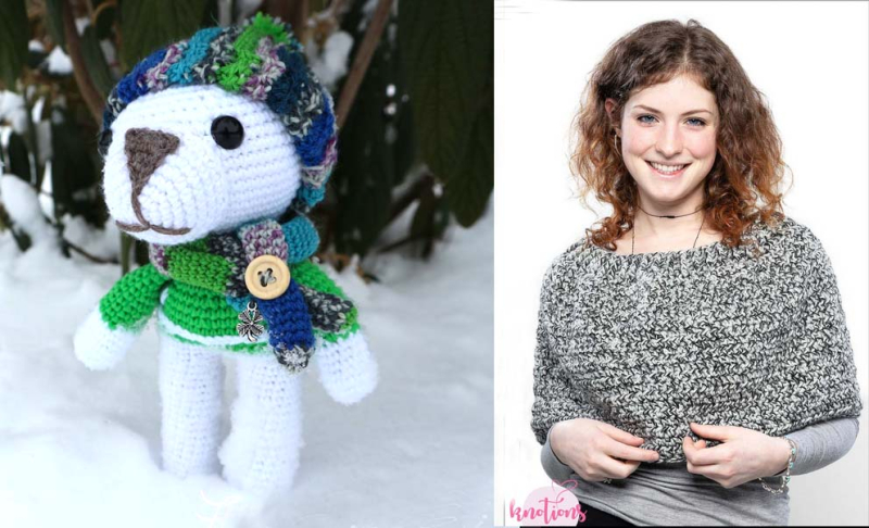Knit shoulder warmer crocheted winter dog