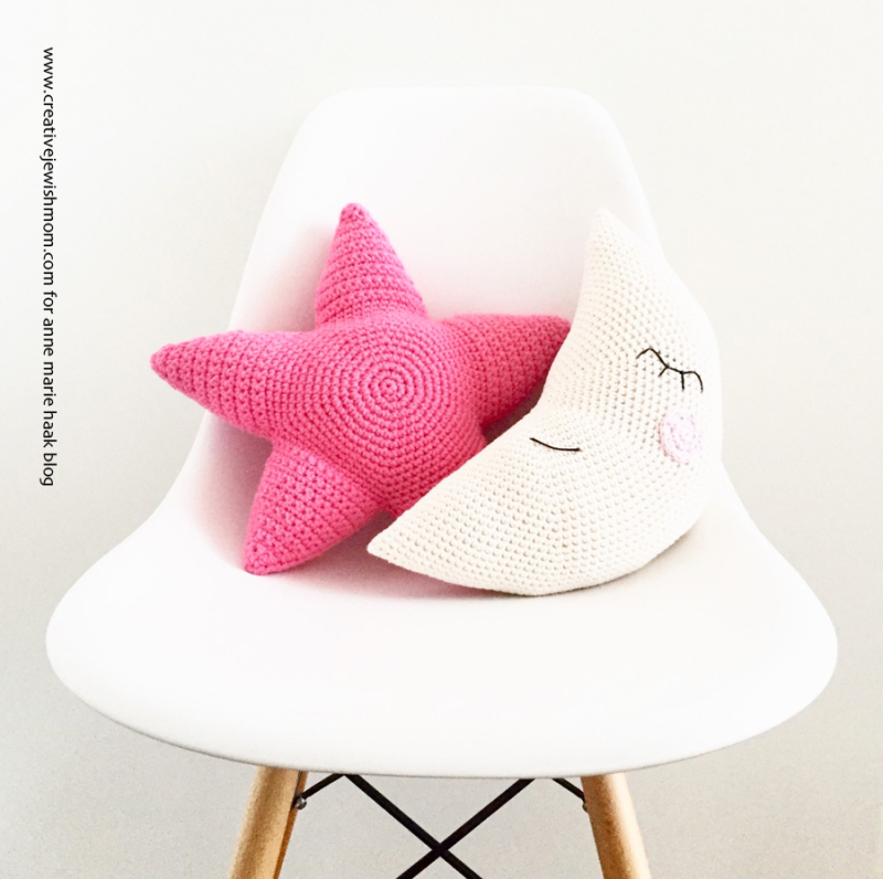 Crocheted-moon-and-star-pillows