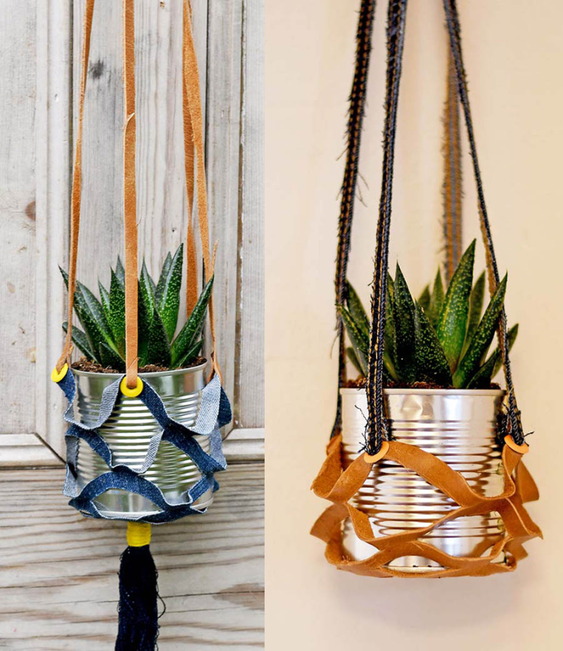 Upcycled-denimin-hanging-plant-holder