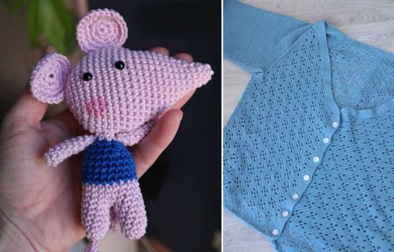 Crocheted-amigurumi-mouse crochet-cardigan
