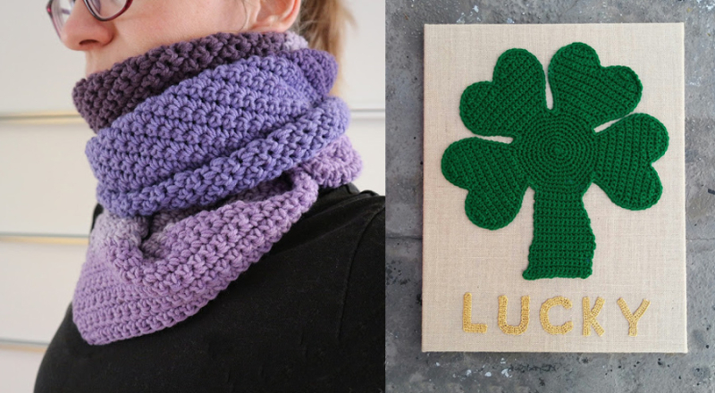 Crocheted-shamrock-wallhanging