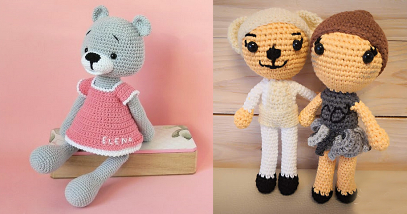 Crochet-bear-with-dress-for-baby
