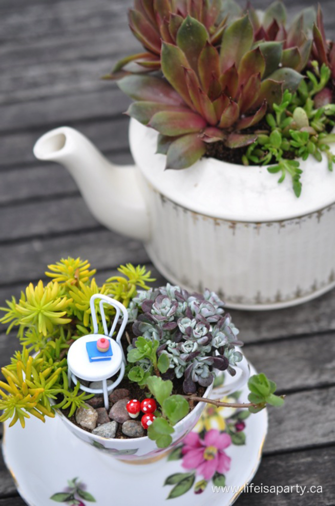 Teacup-fairy-garden-with-teapot
