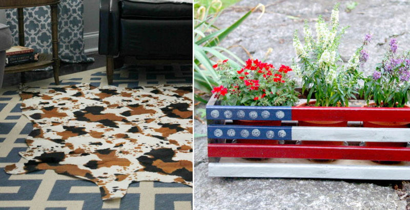 DIY-cowhide-rug-flag-painted-planter