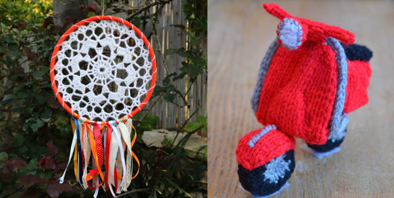 Crocheted dream catcher  knit scooter